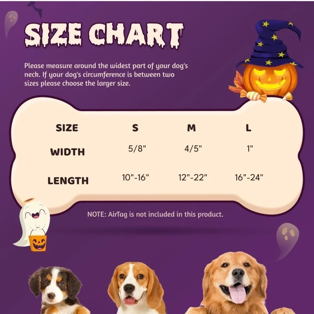 Halloween AirTag Dog Collar, Fashion Dog Collar for Small dog